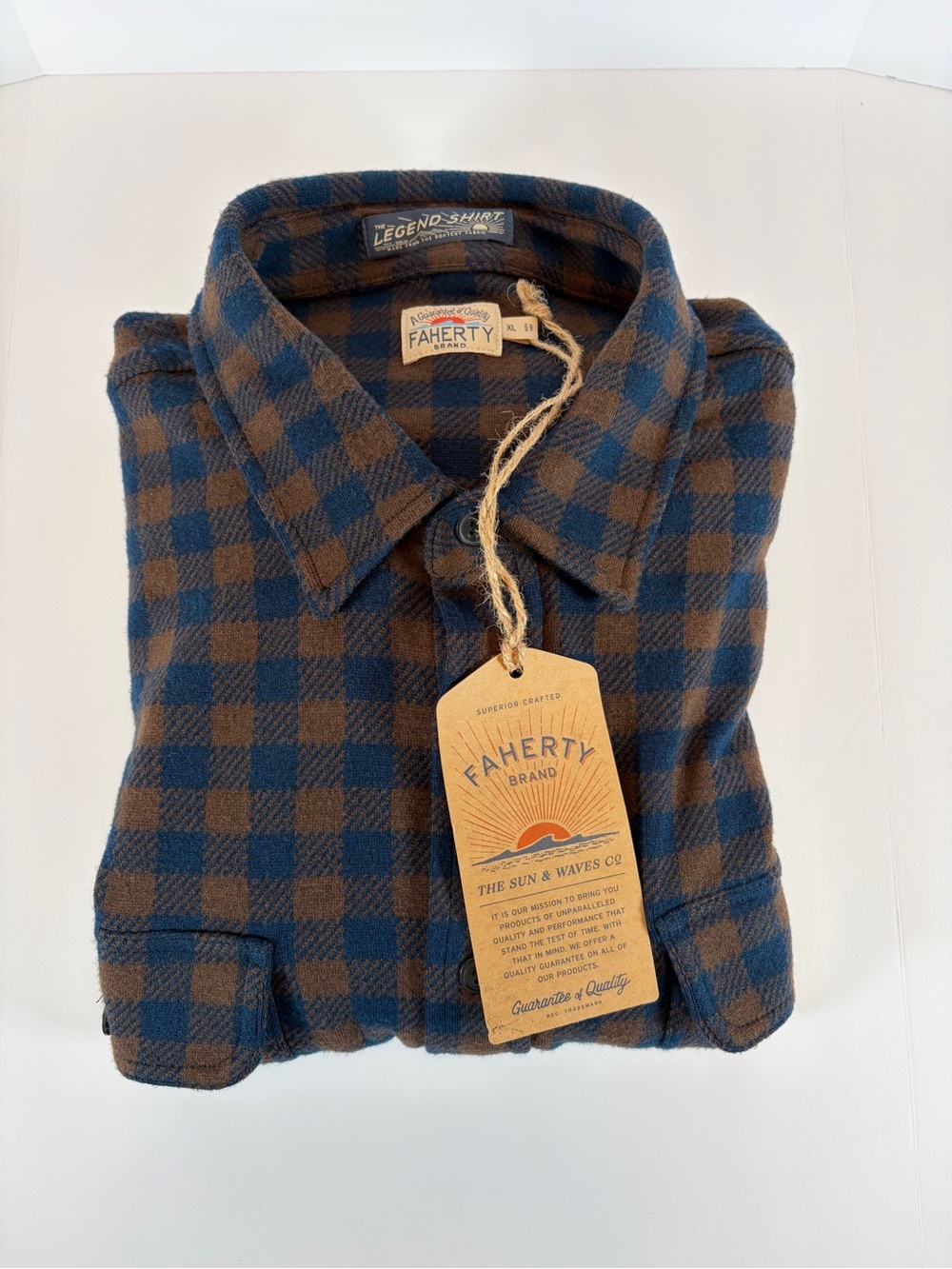 Faherty The Legend Sweater Shirt Men's XL Navy Woodland Check